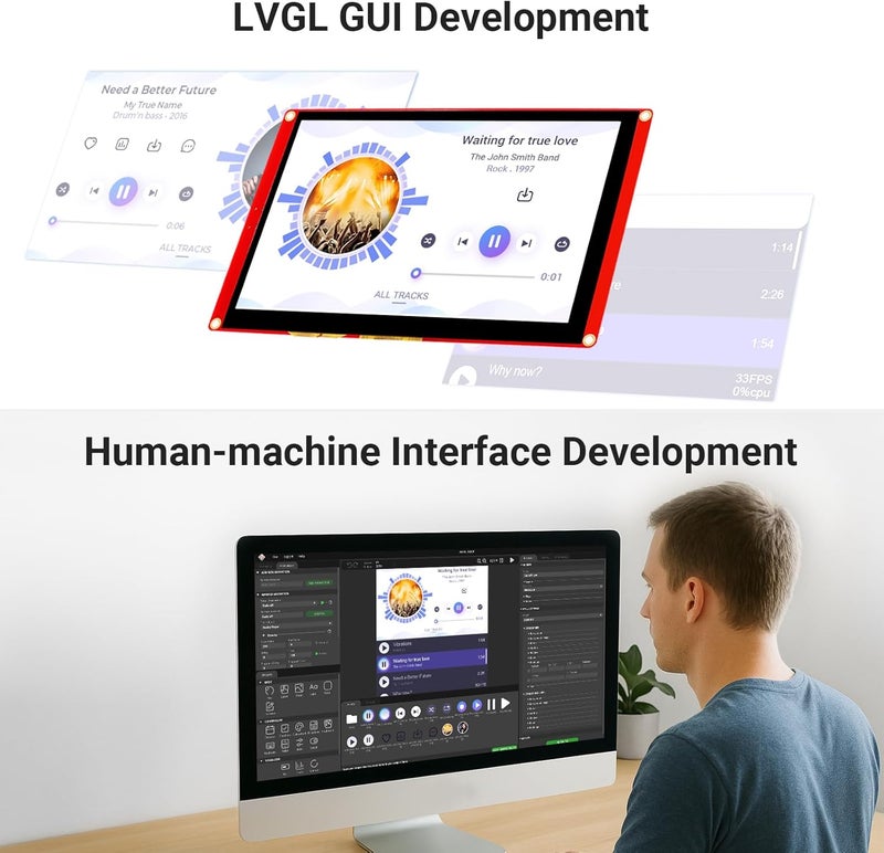 ELECROW ESP32 Display 800×480, 7 Inch HMI ESP32 RGB TFT LCD Touch Screen with Acrylic Case, 32-Bit LX6 Dual-Core Processor, Up to 240MHz, Compatible with Arduino, LVGL, PlatformIO, MicroPython - Image 4